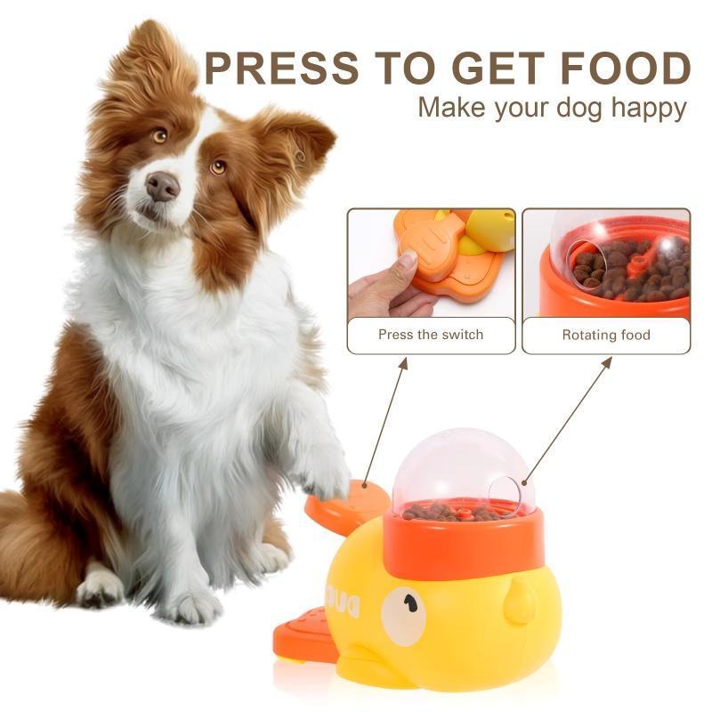 Dispensador Interactivo de Comida para Perros, Rompecabezas, Dispensador de Golosinas para Mascotas, Diseño de Pato de Dibujos Animados, Antideslizante, Juguetes de Alimentación Automática para Perros, Productos para Mascotas