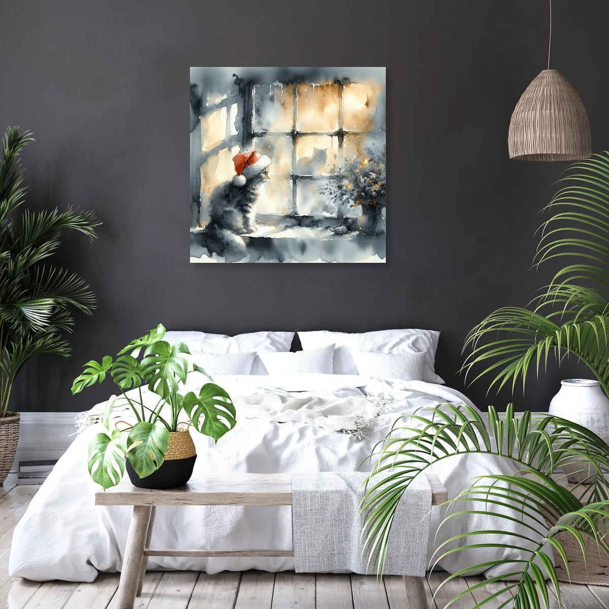 Christmas Solitude Feline Canvas