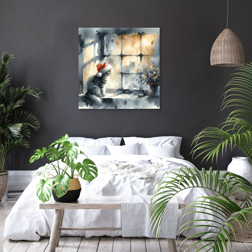 Christmas Solitude Feline Canvas