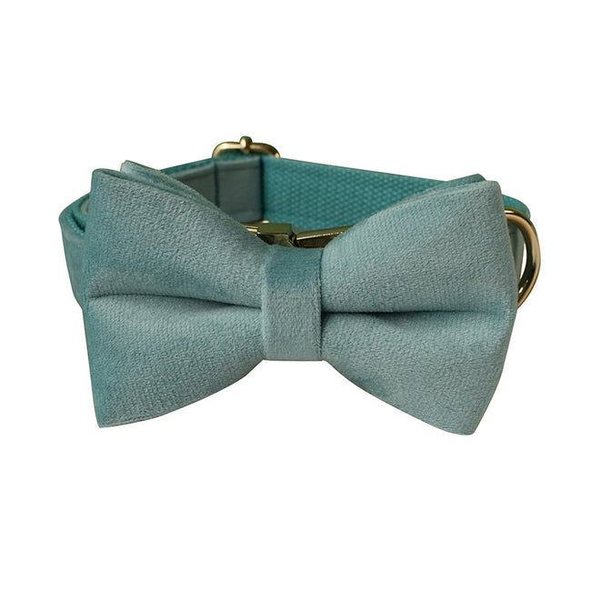 Lake Green Flannel Gold Buckle Dog Collar Double Layer
