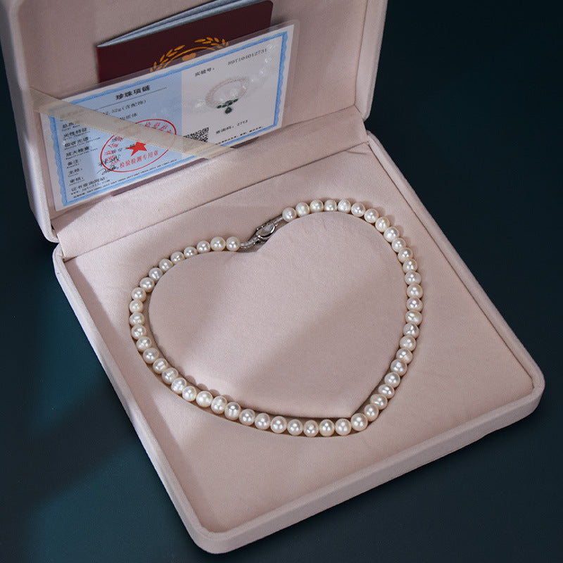 Neue Süßwasserperlenkette Geschenk