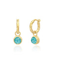 Apollo Gold Hoop & Gemstone Charm Earrings Amazonite with Crystal