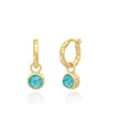 Apollo Gold Hoop & Gemstone Charm Earrings Amazonite with Crystal