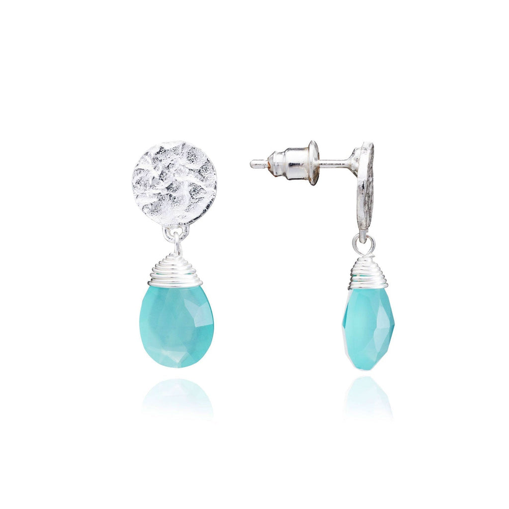 Classic Athena Drop Earrings: Silver Aqua Pariba Onyx