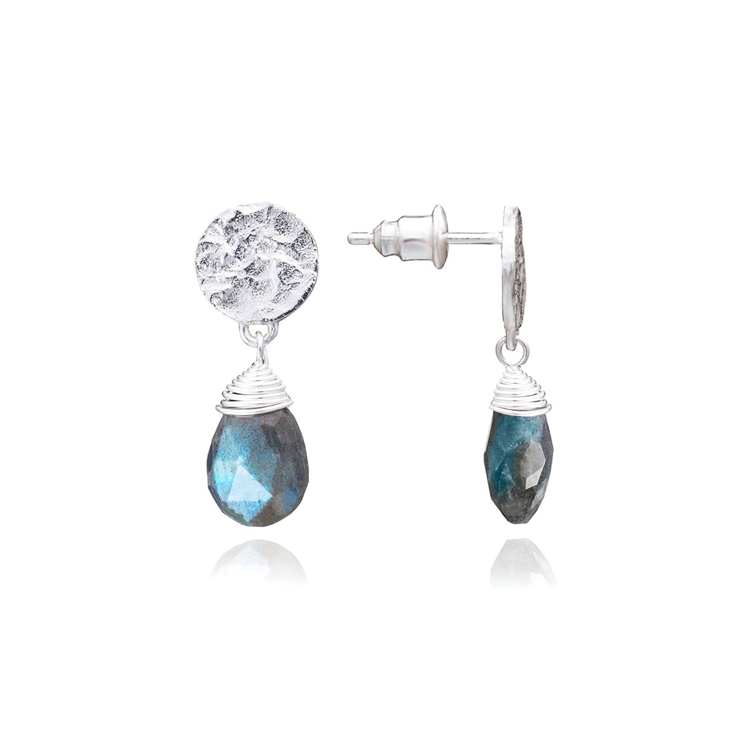 Classic Athena Kate Drop Earrings: Silver Labradorite