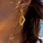 Etrusca Diamond Hoop Stud Earrings: Black Onyx