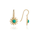 Etrusca Gold Sun Drop Earrings: Malachite
