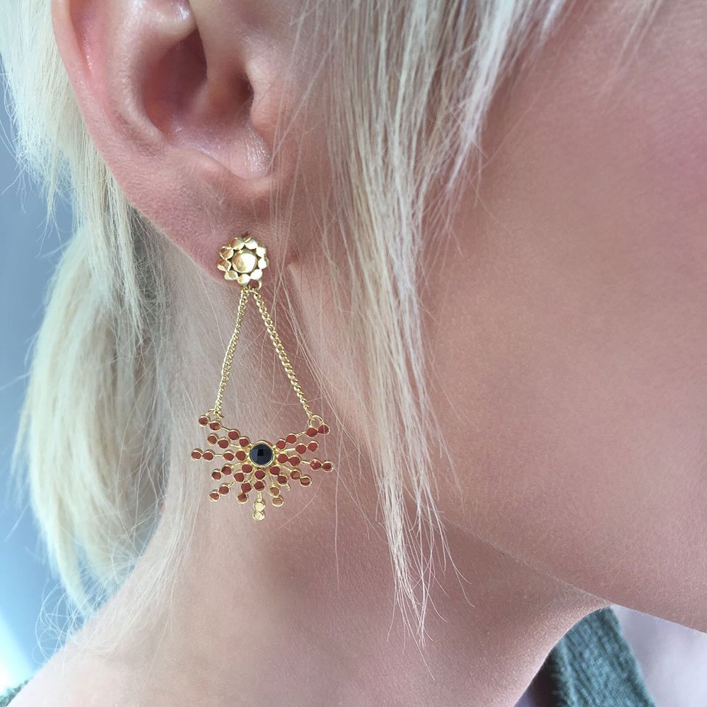 Etrusca Radiating Bead Stud Earrings: Black Onyx