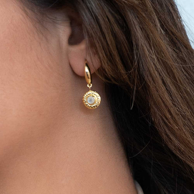Aretes tipo argolla de amatista Luna