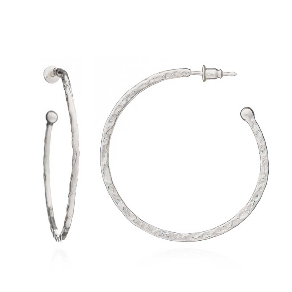 Lydia Large Textured Silver Hoops