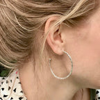 Lydia Large Textured Silver Hoops