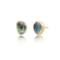 Odyssey Doublet Gold Stud Earrings: Abalone with Crystal