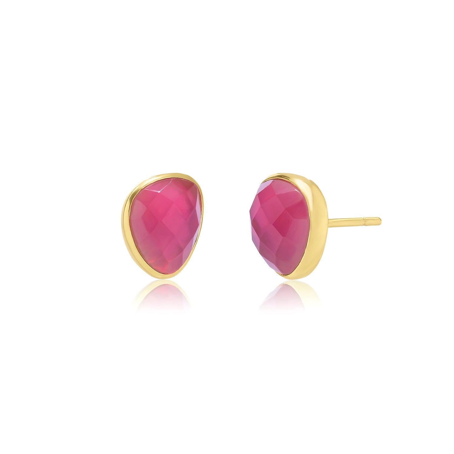 Odyssey Doublet Gold Ohrstecker: Perlmutt mit rosa Kristall
