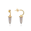 Pueblo Spike Hoop Earrings: Grey Moonstone