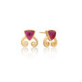 Trillion Doublet and Scroll Studs: Mother of Pearl with Pink Doublets