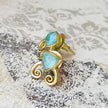 Pendientes Trillion Doublet and Scroll: Amazonita con Cristal