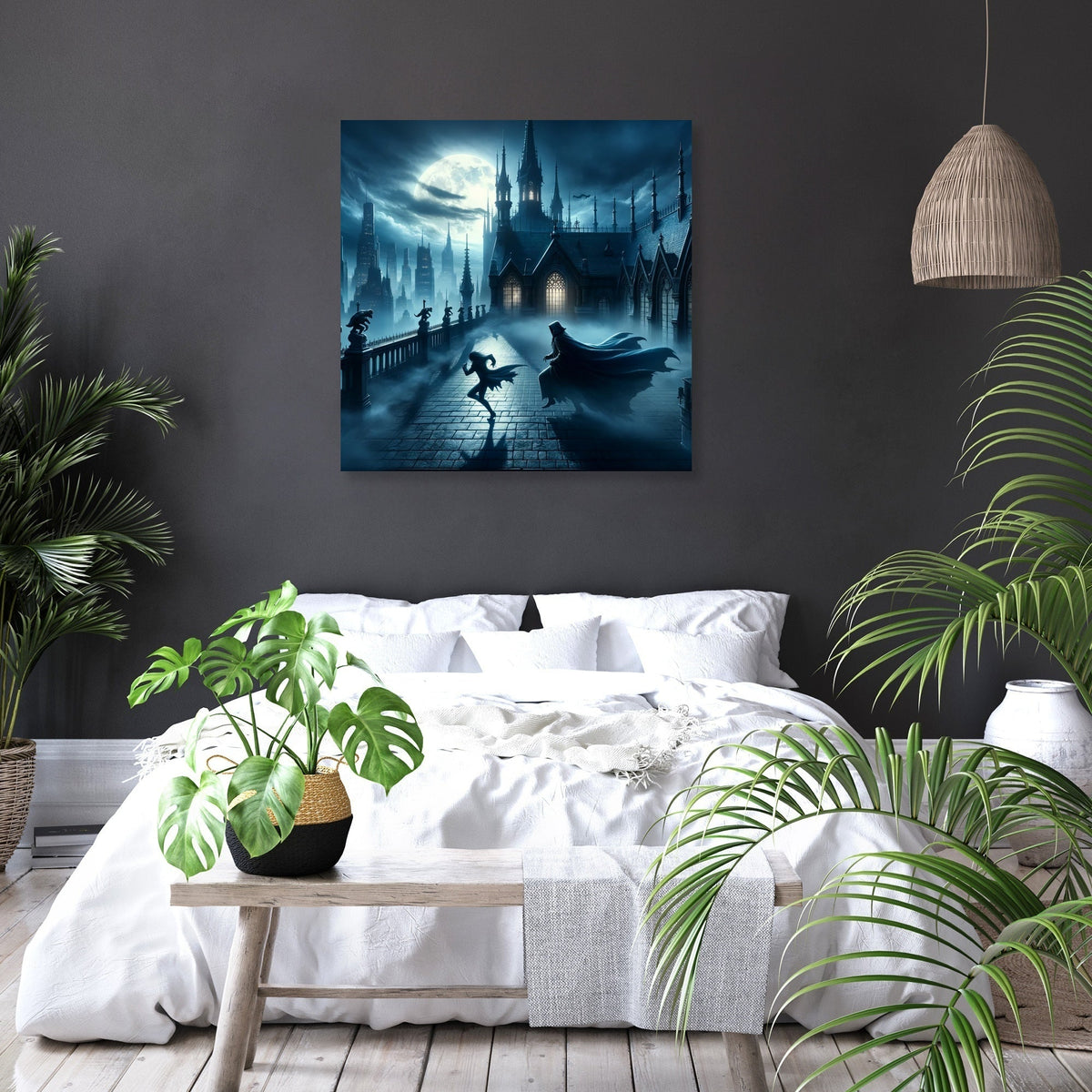 Gothic Rooftop Pursuit Canvas