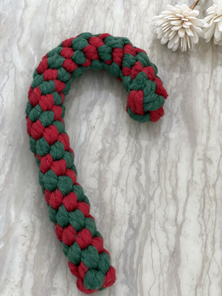 Handgestrickter Weihnachtsanzug Haustier-Zahnpflegestock