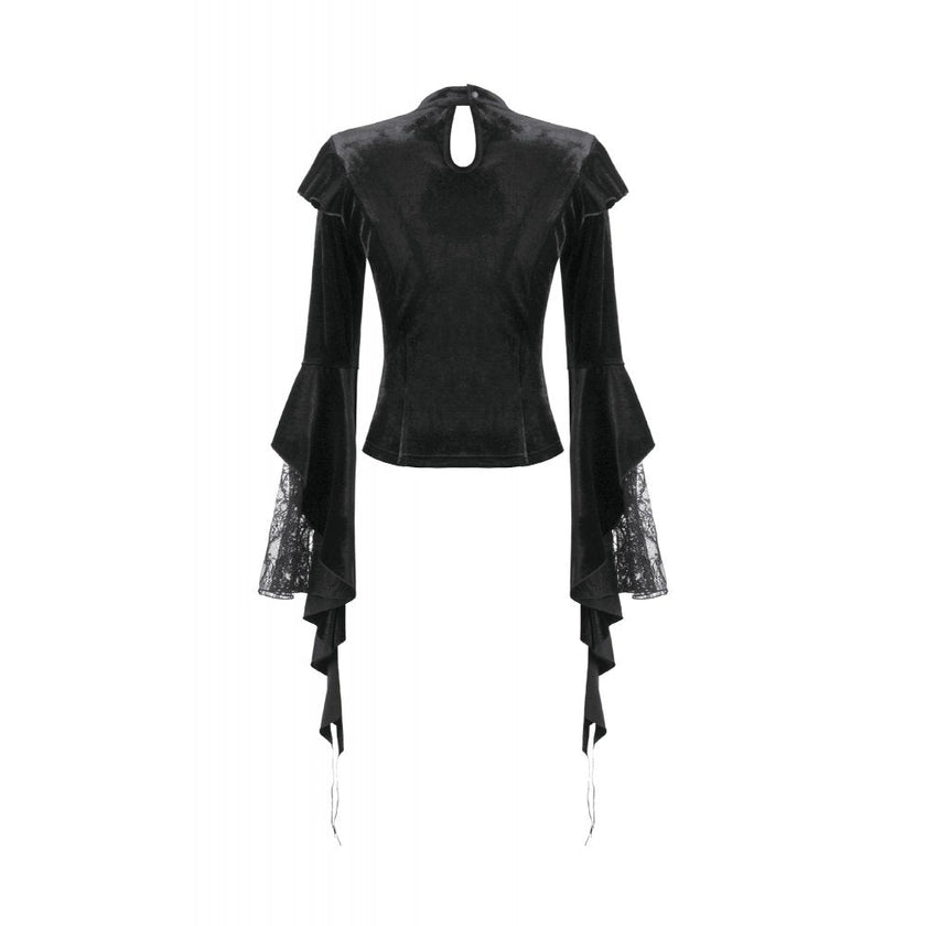 Dark in Love Gothic Velvet Lace High-Neck Top