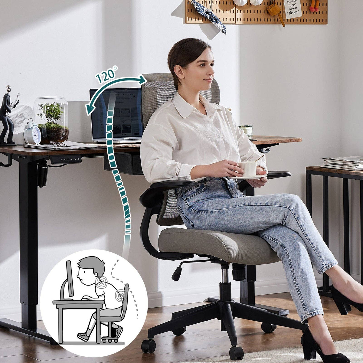 Auraspine Ergonomic Mesh Office Chair with Adjustable Lumbar Support & Breathable Backrest