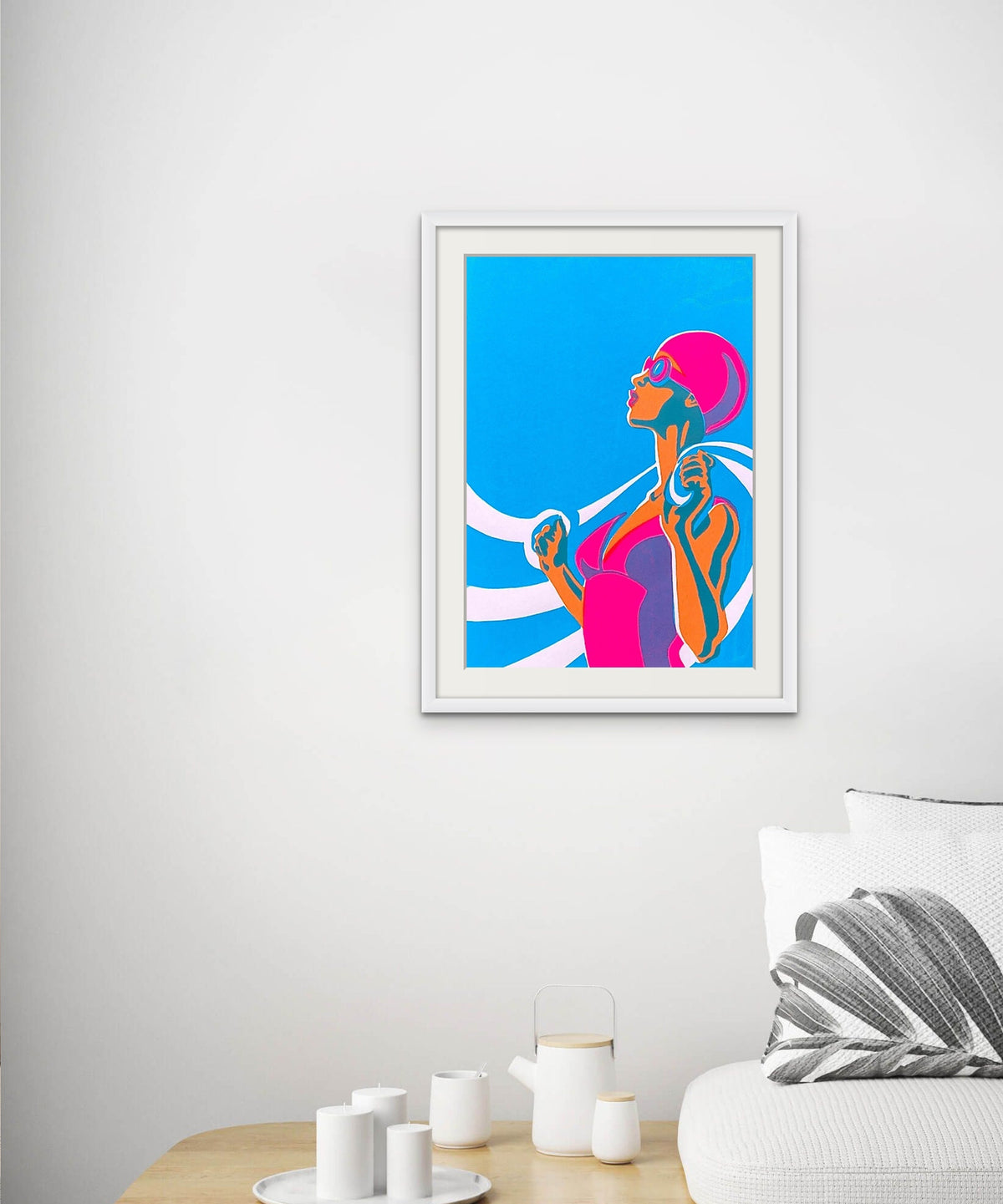 Eliza with towel-Swimmer - Red - Giclée Screen Print