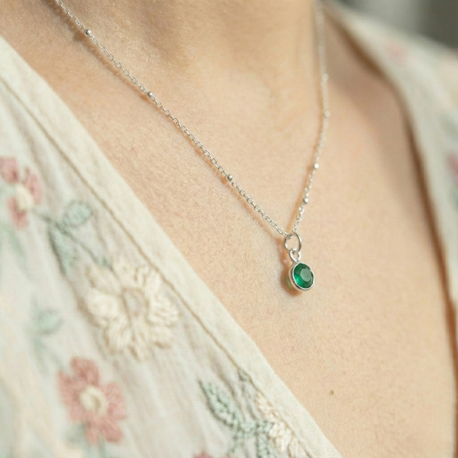Emerald May Birthstone Necklace
