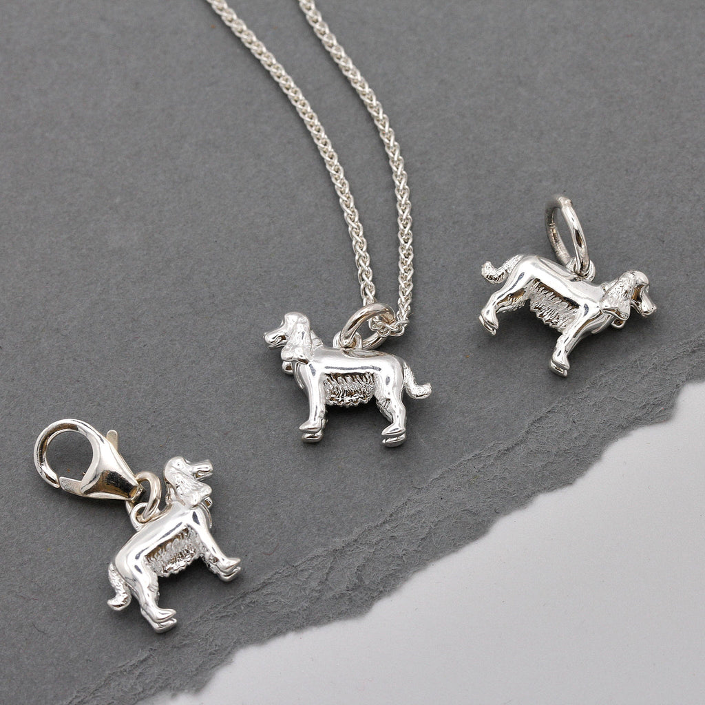 English Cocker Spaniel Silver Dog Charm