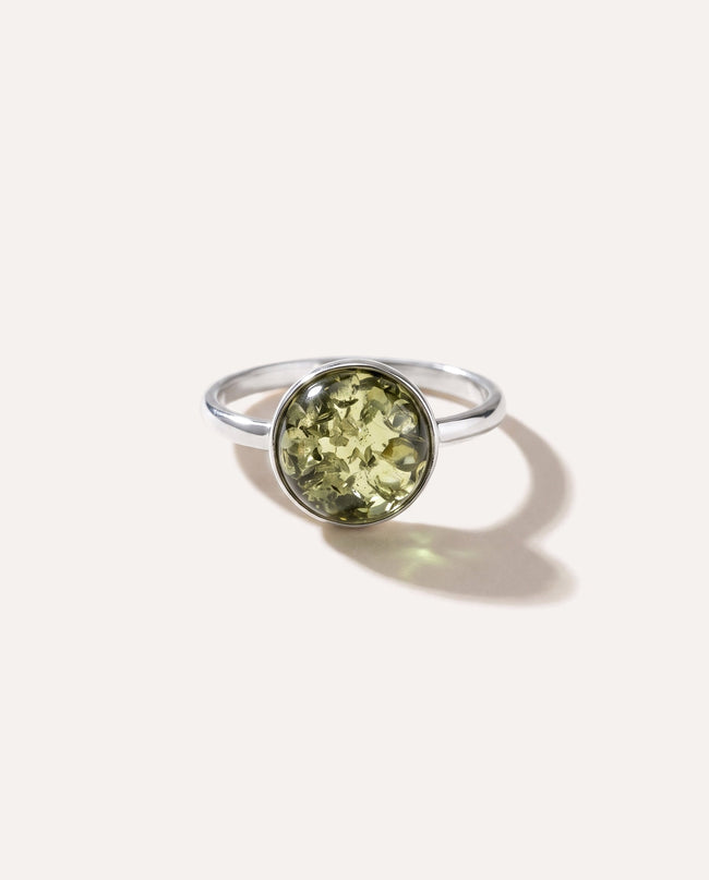 ESSENTIALS Green Amber Solitaire Ring