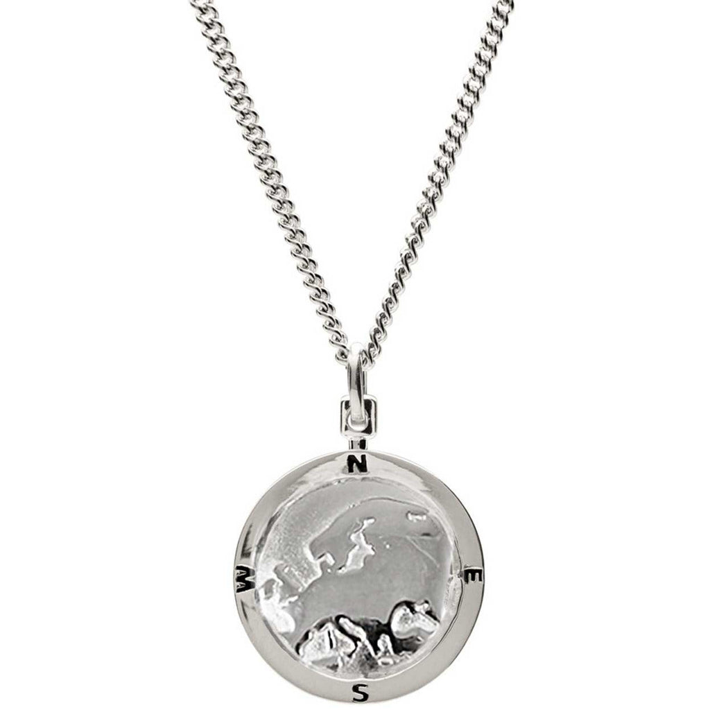 Europe Map Globe Personalised St Christopher - Silver Chain