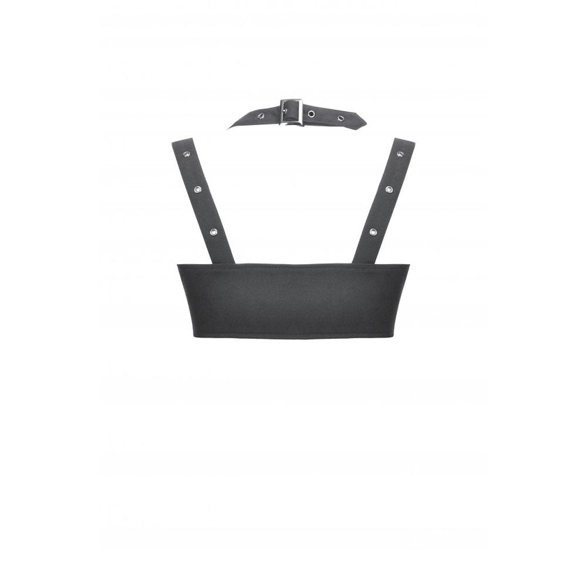 Dark in Love Evangeline Buckled Utility Crop Top in Black