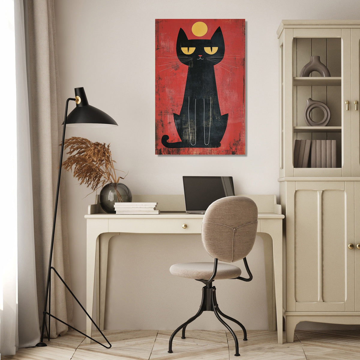 Edgy Black Cat Canvas