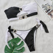Bikini sexy con diamantes de cristal, almohadilla de pecho desmontable, costura con tirantes en el pecho, traje de baño dividido