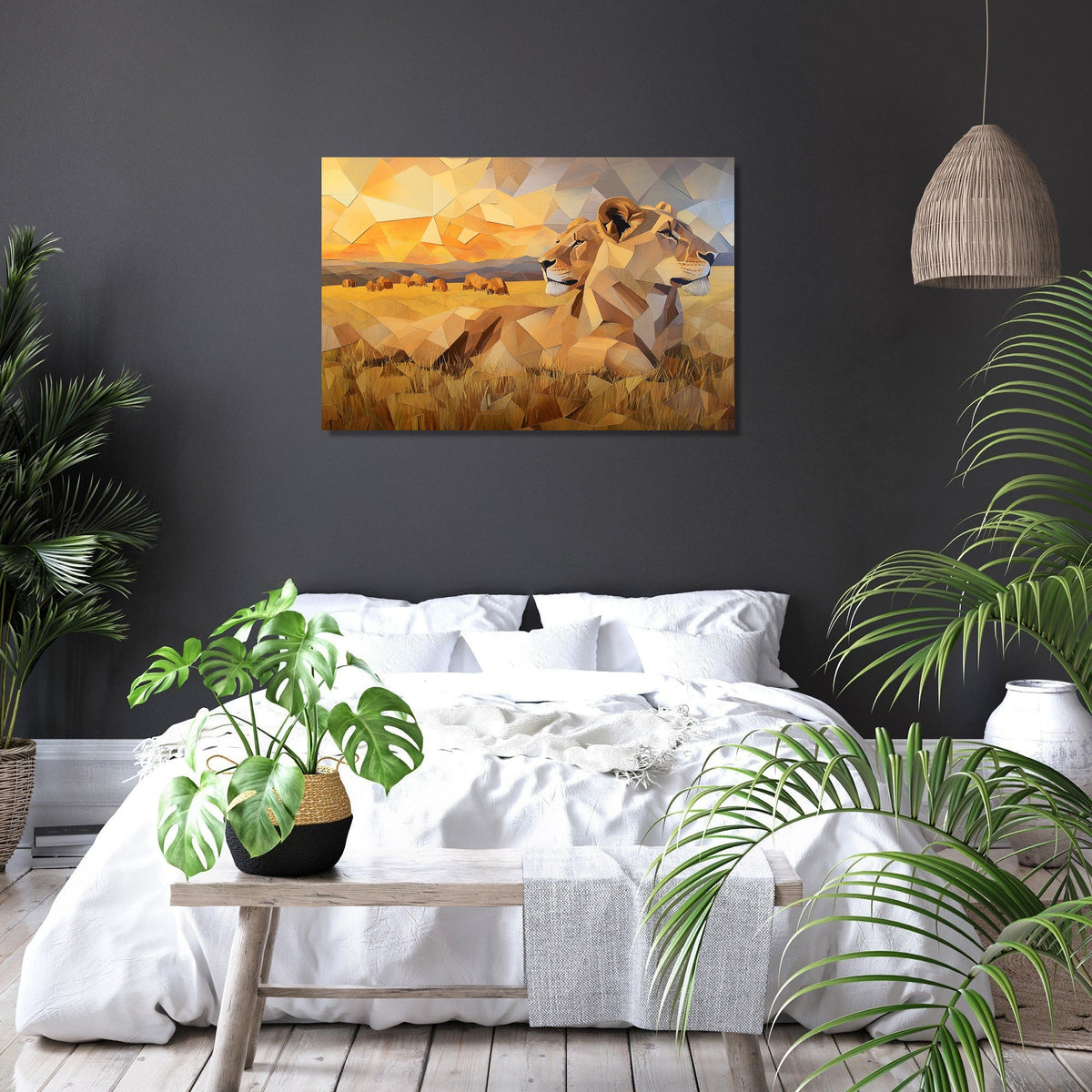 Geometric Lions Canvas