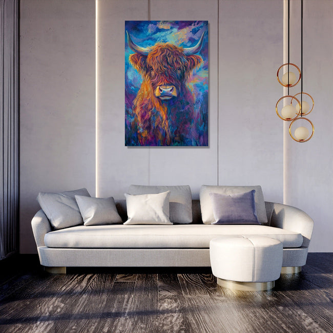Twilight Highland Cow Canvas