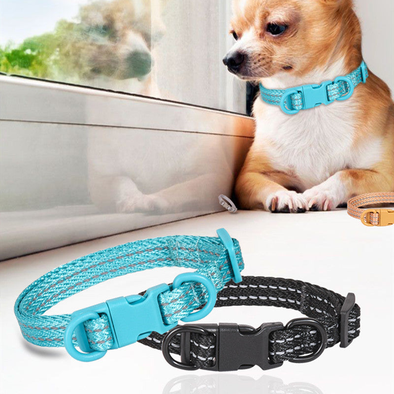 Collar Reflectante para Perro con Hebilla de Liberación Anillo Doble en D y Cincha