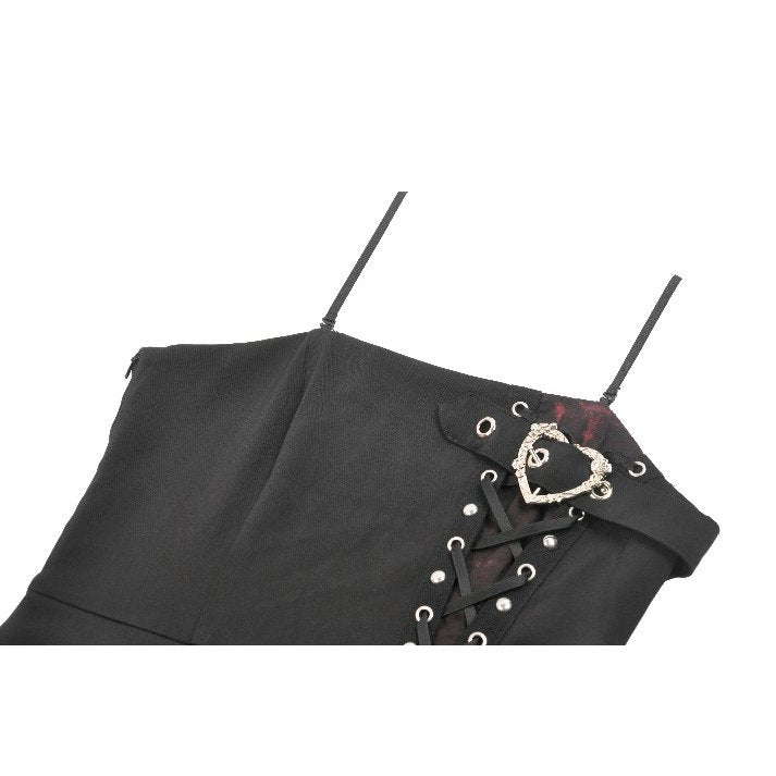 Dark in Love Nyssa Black & Red Strap Detail Goth Mini Dress