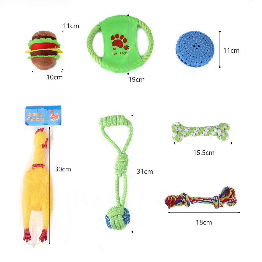 Pet Dog Cotton Rope Bite Resistant Plush Teeth Cleaning Toy Set