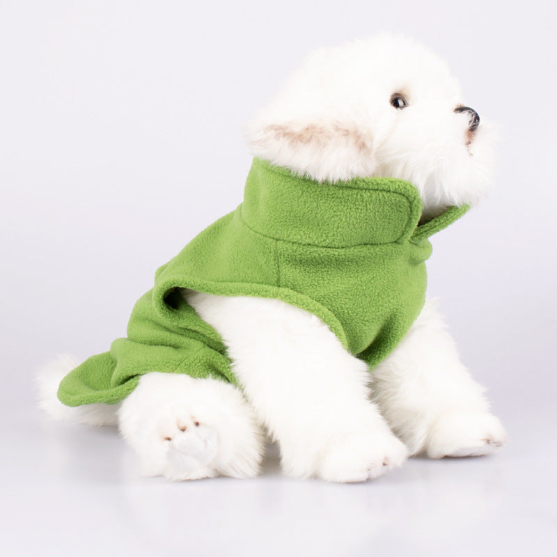 Pet Dogs Standing Collar Thickened Solid Color Rocking Velvet Clothes