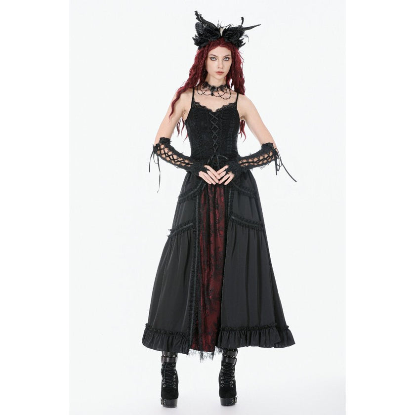Dark in Love Black Lace Court Lace-Up Camisole