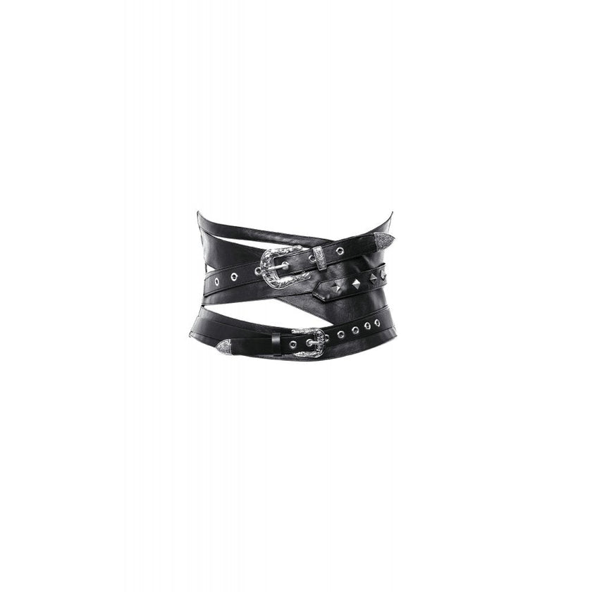 Dark in Love Elvira Faux Leather Layered Goth Waist Belt