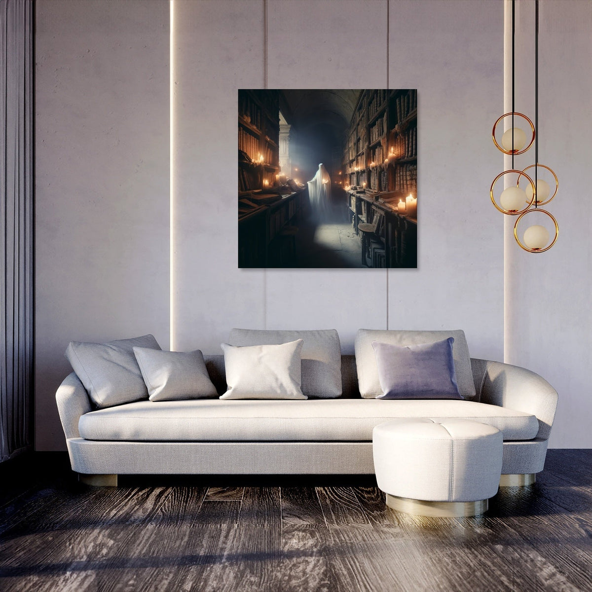 Ghostly Scholar's Library Canvas