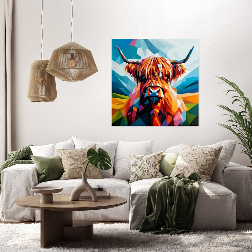 Cubist Highland Cow Essence Canvas