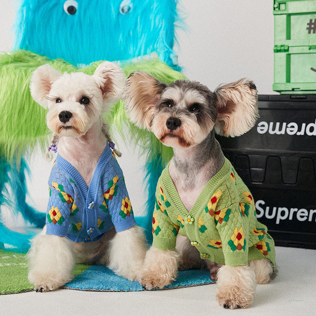 Haustierkleidung Kleiner Blumen-Hundepullover Strickjacke