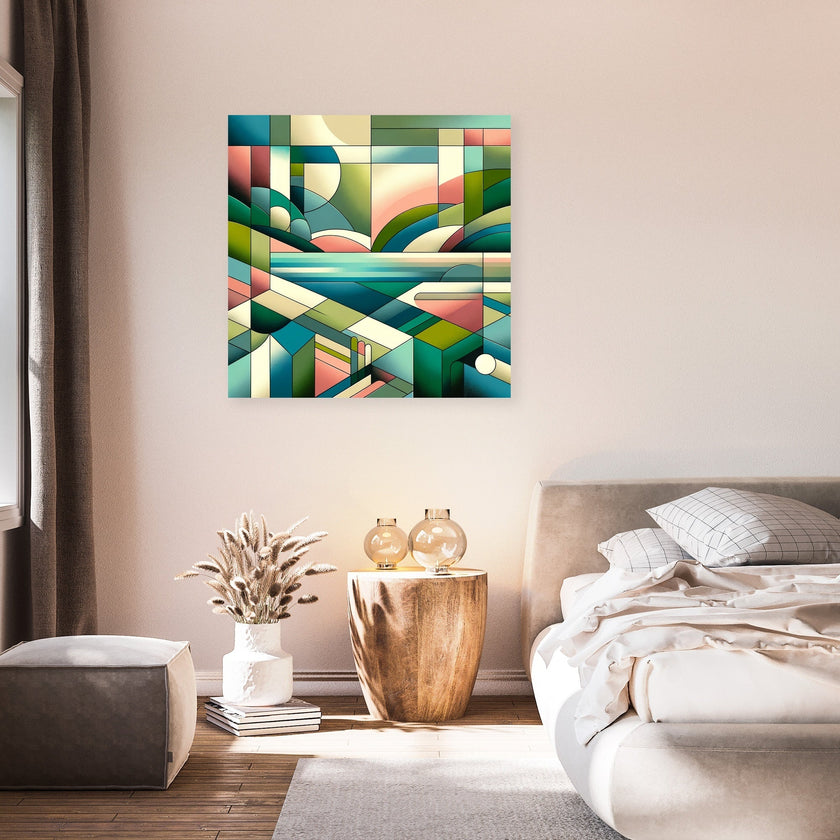 Serene Geometric Landscape Canvas
