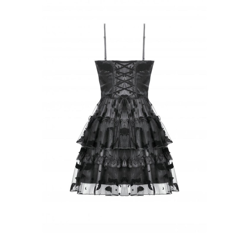 Dark in Love Morwenna Bat Mesh Layered Goth Mini Dress