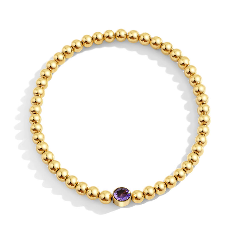 Gold Beaded Bubble Birthstone Bracelet