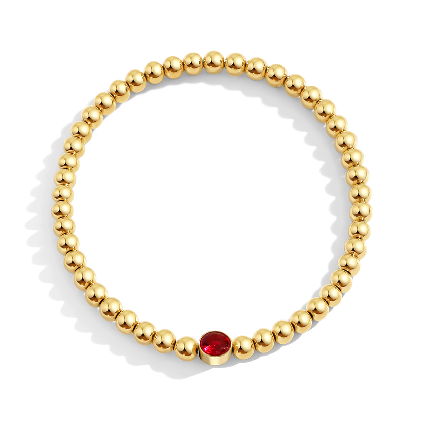 Gold Beaded Bubble Birthstone Bracelet