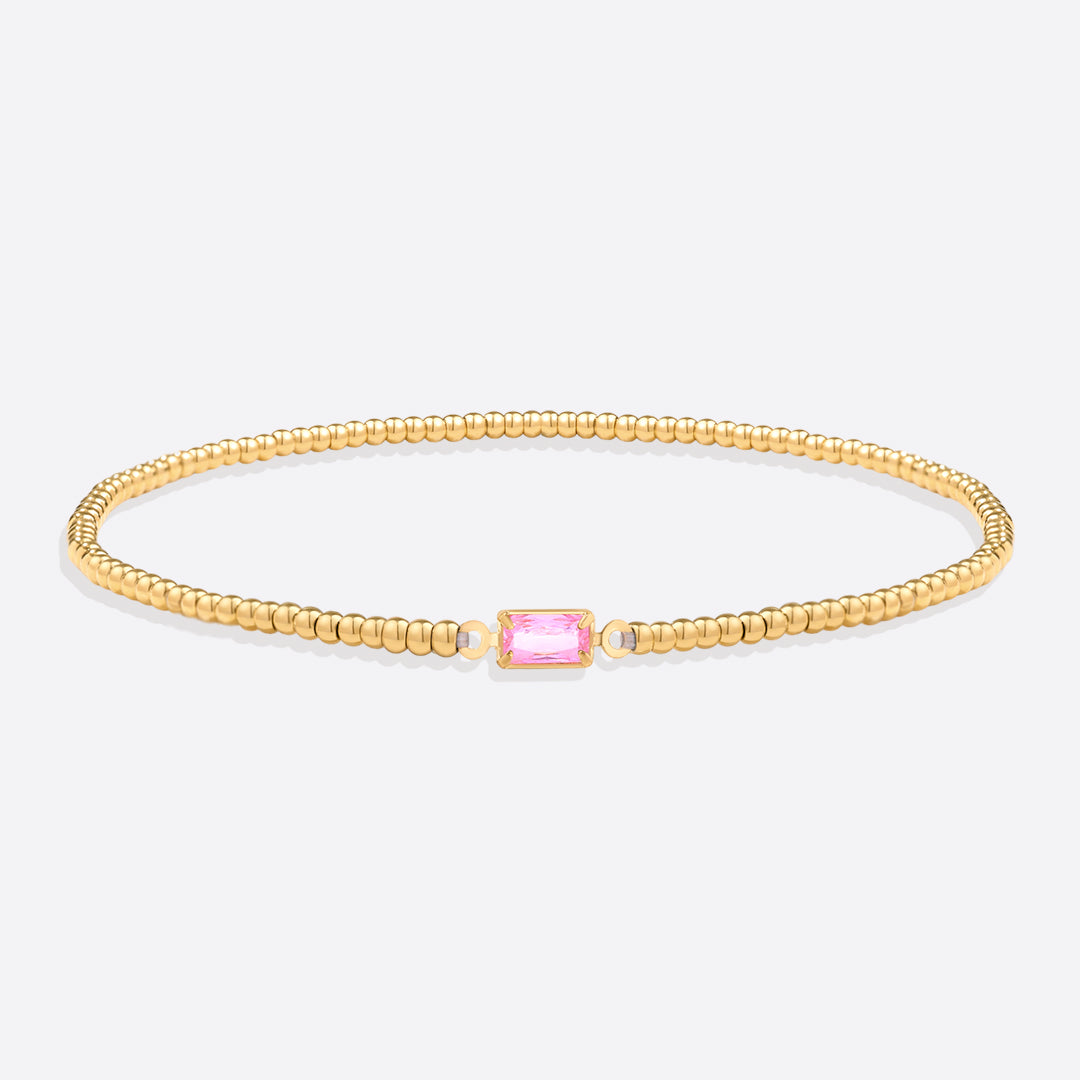 Pulsera de cuentas doradas con piedra natal