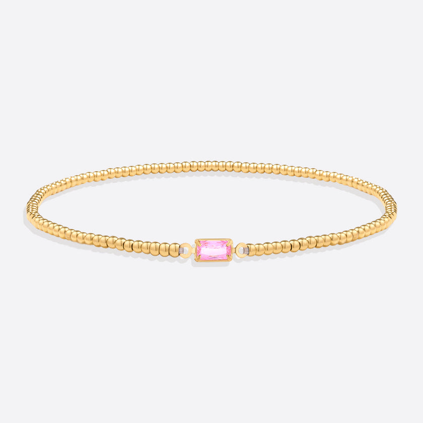 Pulsera de cuentas doradas con piedra natal