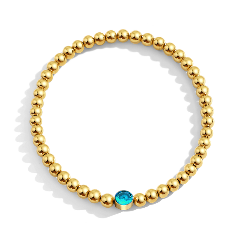 Gold Beaded Bubble Birthstone Bracelet